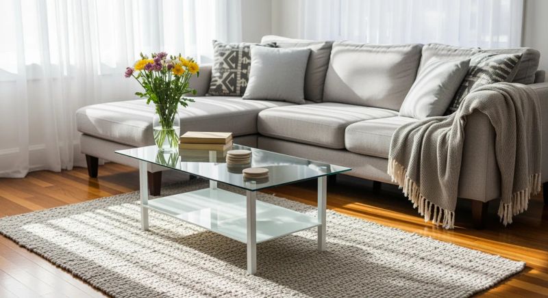 Freshly cleaned living room in a Crofton, Maryland home